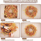 22 Inch Fall Wreaths for Front Door Boho Fall Wreath Autumn Wreath, alternate view 6