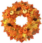 22 Inch Fall Wreaths for Front Door with Artificial Maple Leaf in Yellow
