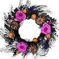 22 Inch Halloween Wreaths for Front Door Artificial Black Welcome Wreath with Pumpink Rose Skeleton Hand Indoor