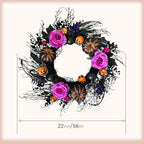 22 Inch Halloween Wreaths for Front Door Artificial Black Welcome Wreath with Pumpink Rose Skeleton Hand Indoor, alternate