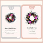22 Inch Halloween Wreaths for Front Door Artificial Black Welcome Wreath with Pumpink Rose Skeleton Hand Indoor, alternate