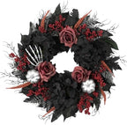 22 Inch Halloween Wreaths for Front Door Gothic Black Fall Wreath in Black