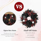 22 Inch Halloween Wreaths for Front Door Gothic Black Fall Wreath in Black, alternate view 4
