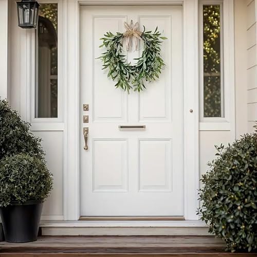 22 Inch Lifelike Faux Heart Shaped Olive Wreath for Front Door, alternate view 4