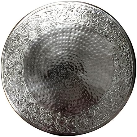 22 inch Round Silver Wedding Cake Stand, Hand Crafted, Embossed, Durable Build in Silver (Polished Aluminum, alternate view 4