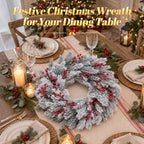 22 Inch Snow-Flocked Artificial Christmas Wreath for Front Door, alternate view 7