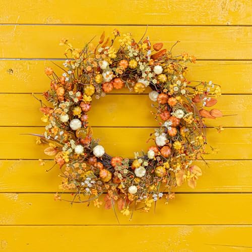 22 Inches Fall Wreath Fall Wreaths for Front Door Thanksgiving Wreath, alternate view 4