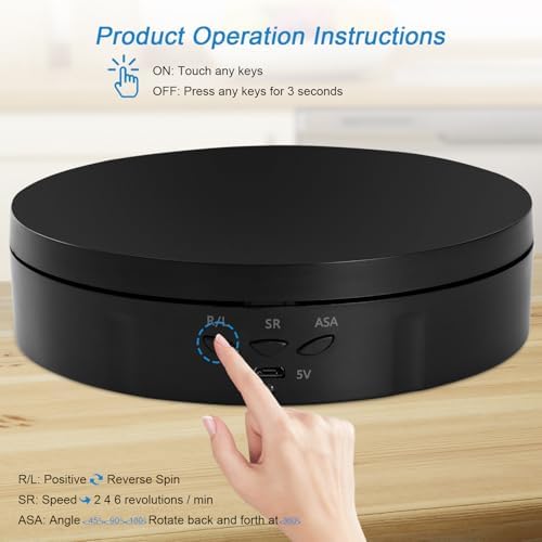 22 lbs Motorized Rotating Display Stand for Jewelry, 360 Degree, Automatic Mute Rotating Display Stand, alternate view 3