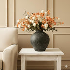 22 Long Stems Faux Silk Flowers, White & Orange Floral Arrangement, alternate view 4