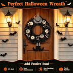 22" Spooky Halloween Wreath for Front Door with Witch Hat & Legs, alternate view 7