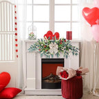 22'' Valentines Wreaths for Front Door Valentines Teardrop Swag Pink and Red Hearts for Valentine's Day, alternate view 6