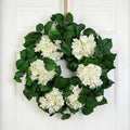 22" White Hydrangea Wreath for Front Door Decor - All-Season Faux Greenery Wreath for Spring, Easter, Wedding &