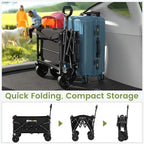 220 lbs Folding Wagon Cart with Wheels & Adjustable Handle, Black in Black, alternate view 6