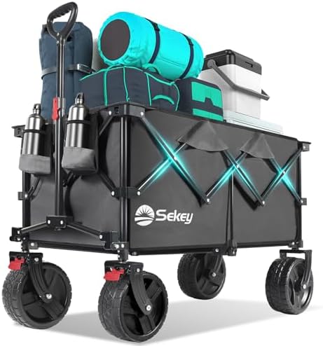 220L Beach Wagon, 440 lb Capacity, Foldable, 8 in Wide Wheels