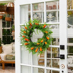 22in. Artificial Easter Fern and Carrots Wreath in Green, alternate view 2