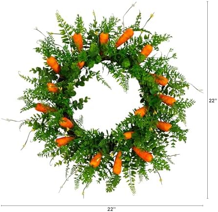 22in. Artificial Easter Fern and Carrots Wreath in Green, alternate view 3