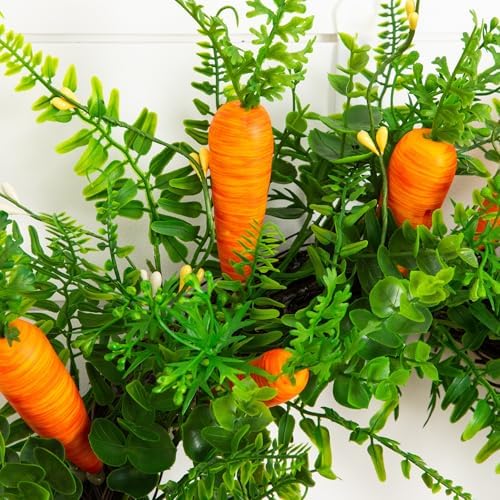 22in. Artificial Easter Fern and Carrots Wreath in Green, alternate view 4