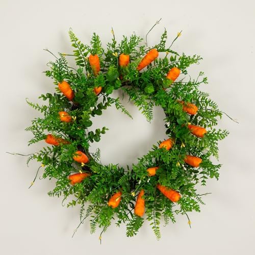 22in. Artificial Easter Fern and Carrots Wreath in Green, alternate view 5