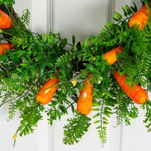 22in. Artificial Easter Fern and Carrots Wreath in Green, alternate view 6