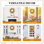 22in Fall Harvest Grain Wheat Farmhouse Wreaths for Front Door in Beige & Brown, alternate view 6