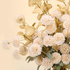 22Pcs Beige Faux Silk Mums with Eucalyptus Artificial Flowers for Vase, 90 Balls Bulk Fake Mini Chrysanthemums, alternate