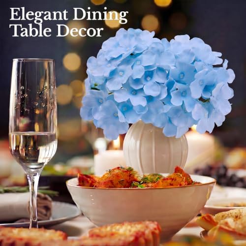 22PCS Blue Hydrangea Artificial Flowers with Stronger Bendable Stems in Blue, alternate view 2