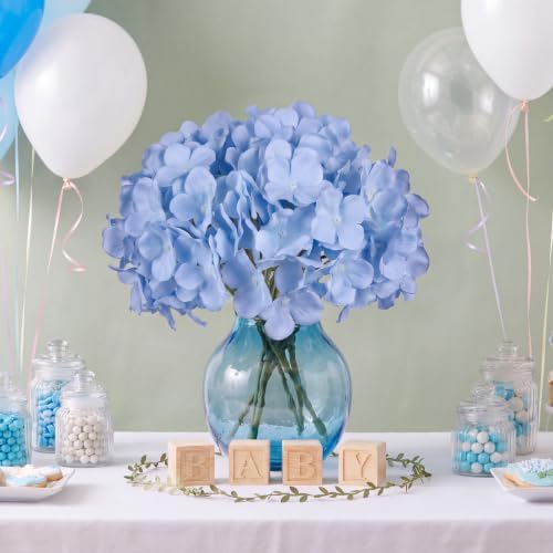 22PCS Blue Hydrangea Artificial Flowers with Stronger Bendable Stems in Blue, alternate view 6