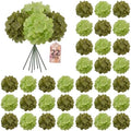 22PCS Green Hydrangea Artificial Flowers with Stronger Bendable Stems in 12 Olive +10 Lime Green