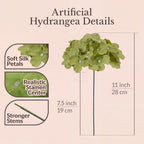 22PCS Green Hydrangea Artificial Flowers with Stronger Bendable Stems in 12 Olive +10 Lime Green, alternate view 3