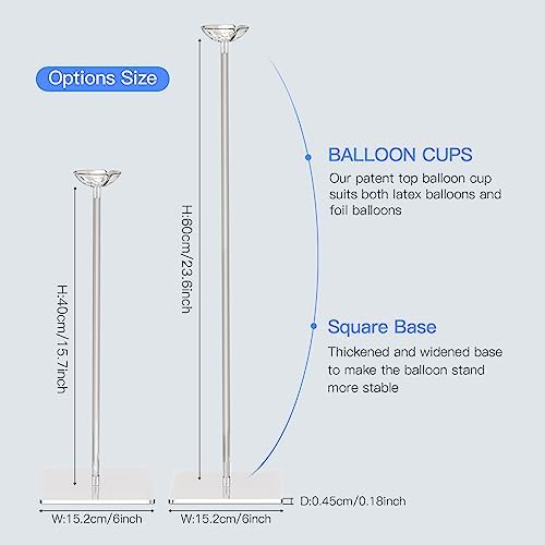 23.6" Clear Acrylic Balloon Stand for Table Centerpiece, 10 Pack in 10ft wide & 7.5ft high in White, alternate view 2