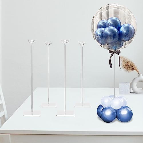 23.6" Clear Acrylic Balloon Stand for Table Centerpiece, 4 Pack in 10ft wide & 7.5ft high in White