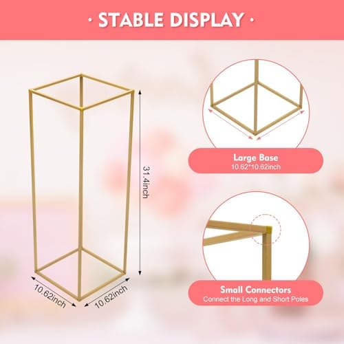 23.6'' Flower Stand for Wedding 10pcs, Gold Centerpieces for Table, Gold Vase Metal Column Stand, Wedding Flower, alternate