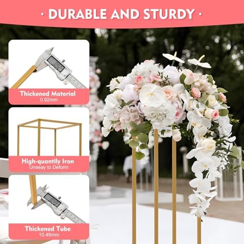 23.6'' Flower Stand for Wedding 10pcs, Gold Centerpieces for Table, Gold Vase Metal Column Stand, Wedding Flower, alternate