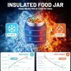 23.67 oz Thermo Food Jar with Folding Spoon for Kids & Adults, Navy, alternate view 4