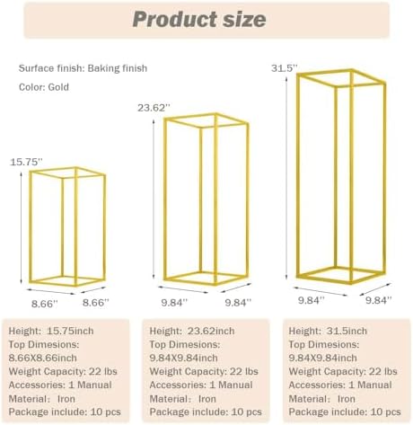 23.6inch 10 pcs Column Vases Gold Centerpieces for Table Metal Flower Stand Gold Wedding Centerpieces for Tables, alternate