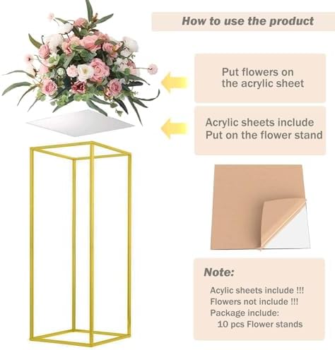 23.6inch 10 pcs Column Vases Gold Centerpieces for Table Metal Flower Stand Gold Wedding Centerpieces for Tables, alternate