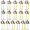 23.6inch 16 pcs Column Vases Gold Centerpieces for Table Metal Flower Stand Wedding Centerpieces Party in Gold