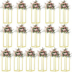 23.6inch 16 pcs Column Vases Gold Centerpieces for Table Metal Flower Stand Wedding Centerpieces Party in Gold
