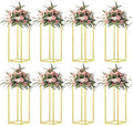 23.6inch 8 pcs Column Vases Gold Centerpieces for Table Metal Flower Stand Wedding Centerpieces Party in Gold