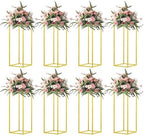 23.6inch 8 pcs Column Vases Gold Centerpieces for Table Metal Flower Stand Wedding Centerpieces Party in Gold