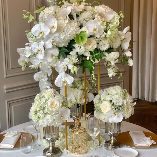 23.6inch 8 pcs Column Vases Gold Centerpieces for Table Metal Flower Stand Wedding Centerpieces Party in Gold, alternate view