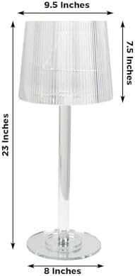 23" Crystal-Look Candle Lamp, Ribbed Acrylic Shade with Clear Column Base - Sophisticated Taper & Tealight, alternate view 2
