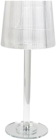 23" Crystal-Look Candle Lamp, Ribbed Acrylic Shade with Clear Column Base - Sophisticated Taper & Tealight, alternate view 3