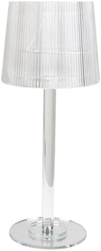 23" Crystal-Look Candle Lamp, Ribbed Acrylic Shade with Clear Column Base - Sophisticated Taper & Tealight, alternate view 3