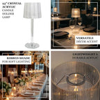 23" Crystal-Look Candle Lamp, Ribbed Acrylic Shade with Clear Column Base - Sophisticated Taper & Tealight, alternate view 4