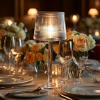 23" Crystal-Look Candle Lamp, Ribbed Acrylic Shade with Clear Column Base - Sophisticated Taper & Tealight, alternate view 6