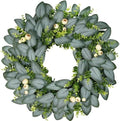23 Inch Artificial Eucalyptus Wreaths for Front Door, Spring Boxwood Door Wreath with Berries, Summer Green