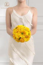 23pcs Artificial Flowers Combo, Bright Yellow Gerbera Daisy Rose in Deep Yellow, alternate view 4