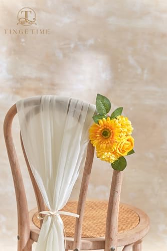 23pcs Artificial Flowers Combo, Bright Yellow Gerbera Daisy Rose in Deep Yellow, alternate view 6