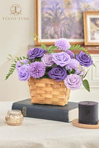 23pcs Artificial Wedding Flowers Combo, Rose Pompon Mums Purple in Purple, alternate view 7